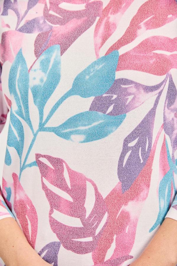 Mudflower Leaf Print Light Knit Jumper
