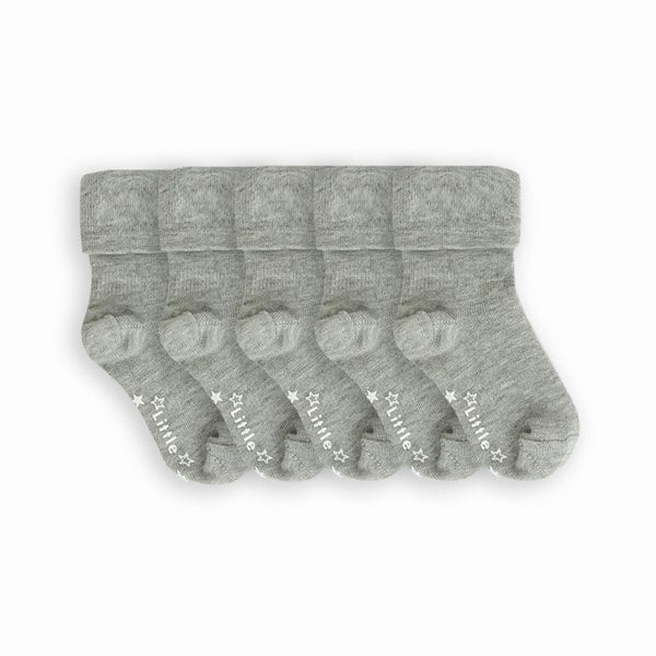 Little Sock Co. Non-Slip Stay on Baby, Toddler & Child Socks - 5 Pack in Grey 0-6 years - School Socks