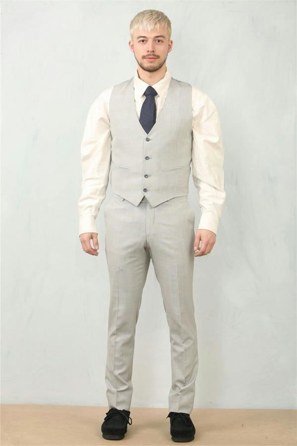 Infinity Leather Men's 3 Piece Prince Of Wales Grey Suit Workwear