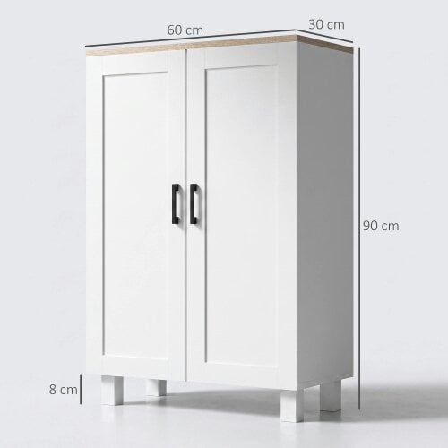 HOMCOM Sideboard Storage Cabinet with Adjustable Shelf 90cm, White
