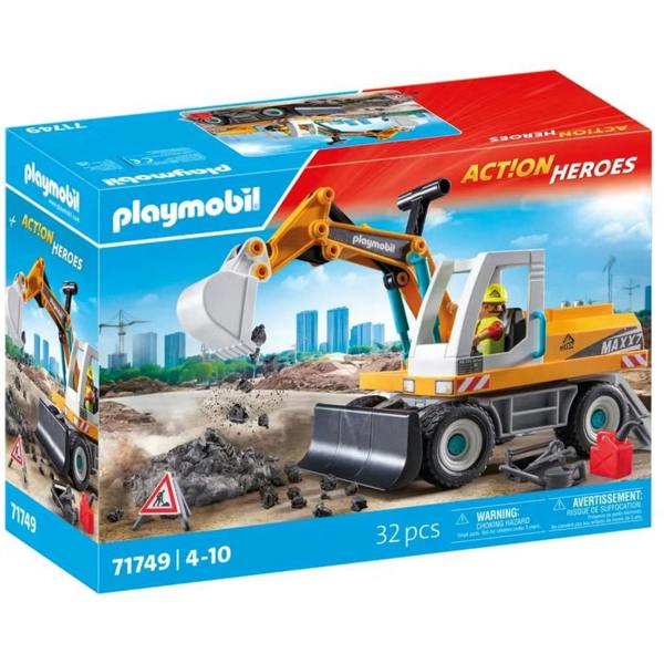 Playmobil Action Heroes Large Excavator Construction Toy