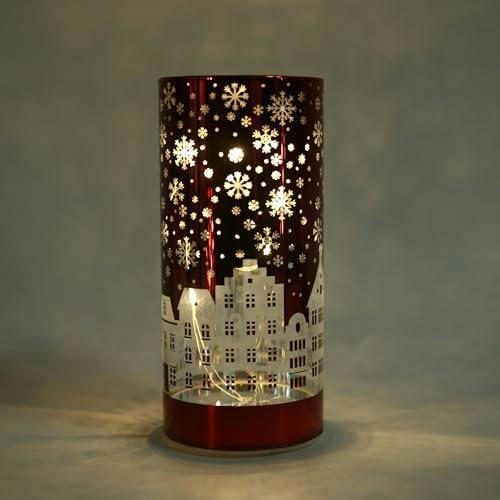 17cm Christmas LED Glass Vase Table Decoration with Warm White Lights and Festive Scene Design image 4