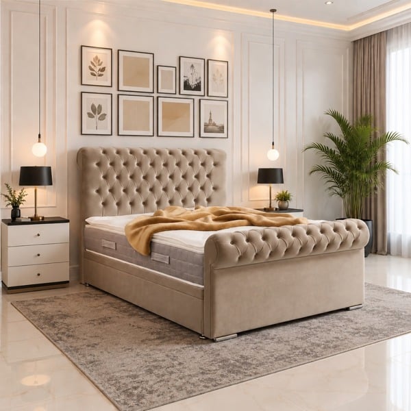 Paradise Beds Sleigh Divan Bed with Headboard
