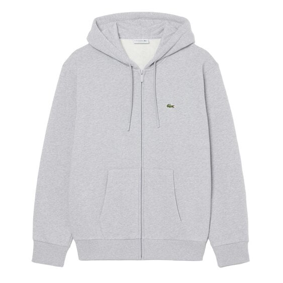 Lacoste SH8864 Full Zip Fleece Hoodie - Silver Chine