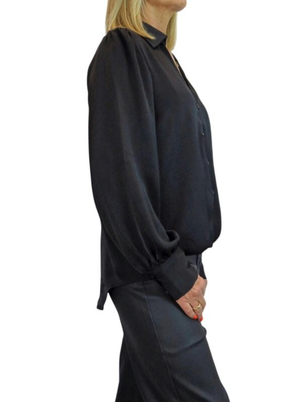 Paulo Due Women's Satin Blouse Ladies Long Sleeve Button Through Shirt