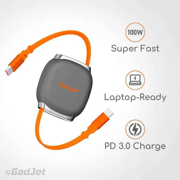 Retractable USB-C Charge & Sync Cable