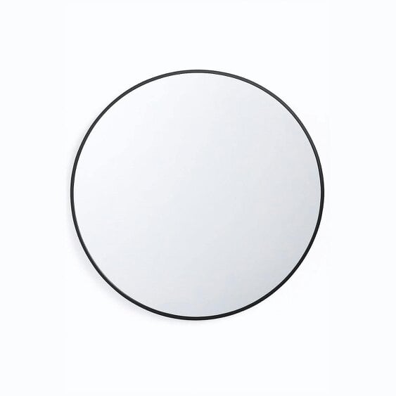 Neo 60cm Black Round Metal Frame Wall Mirror Float Glass HD Reflection Anti-Rust Moisture-Proof Wall Mounted Bathroom Bedroom Hallway Living Room