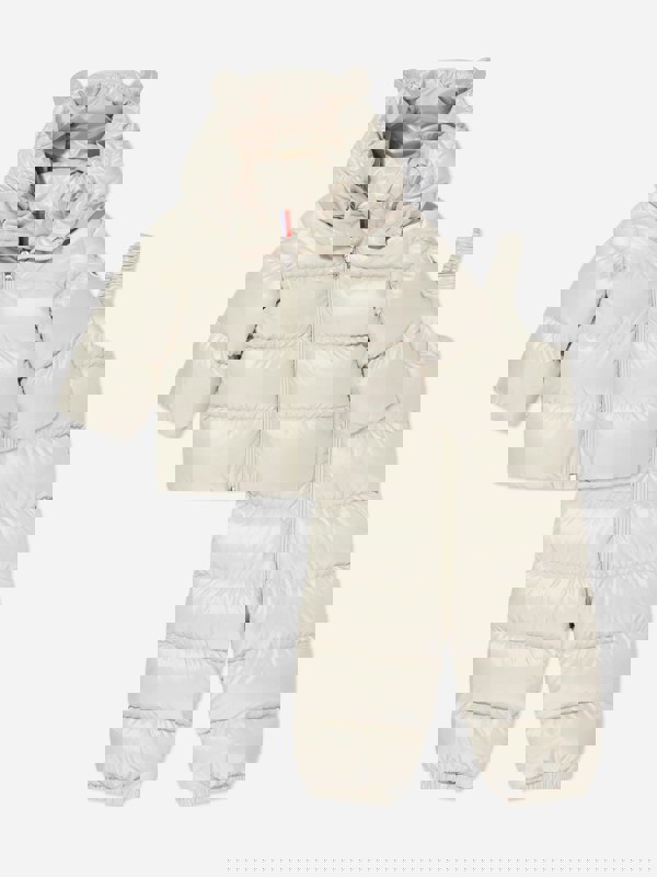 Moncler Enfant Baby Down Padded Snowsuit in Beige