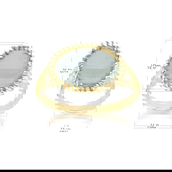 Gemondo Classic Oval Green Jadeite Ring in 9ct Yellow Gold