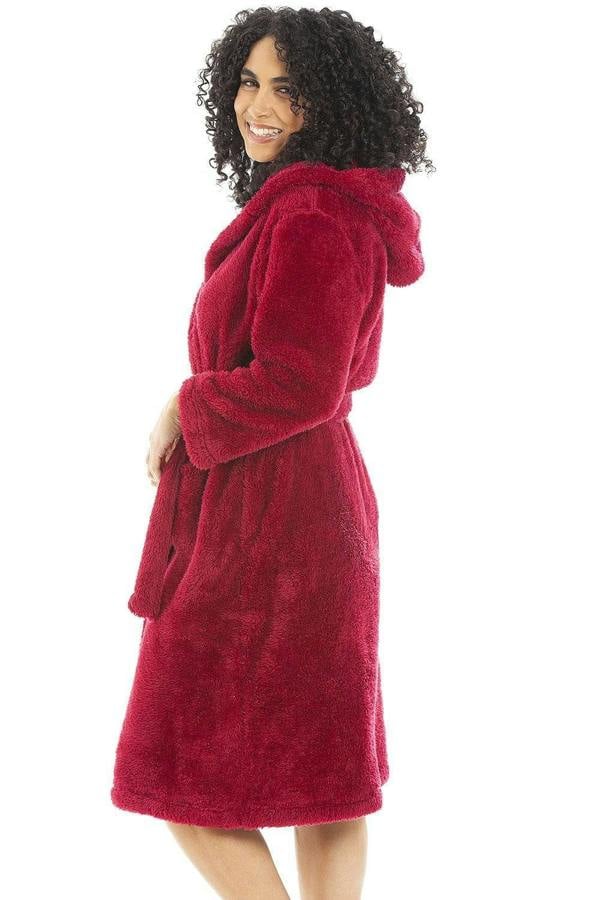 Camille Women's Hooded Bath Robe Soft Fleece Dressing Gown