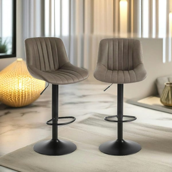 Rafaelo Mobilia 2PC Height Adjustable 360 PU Leather Swivel Bar Stools Set Brown