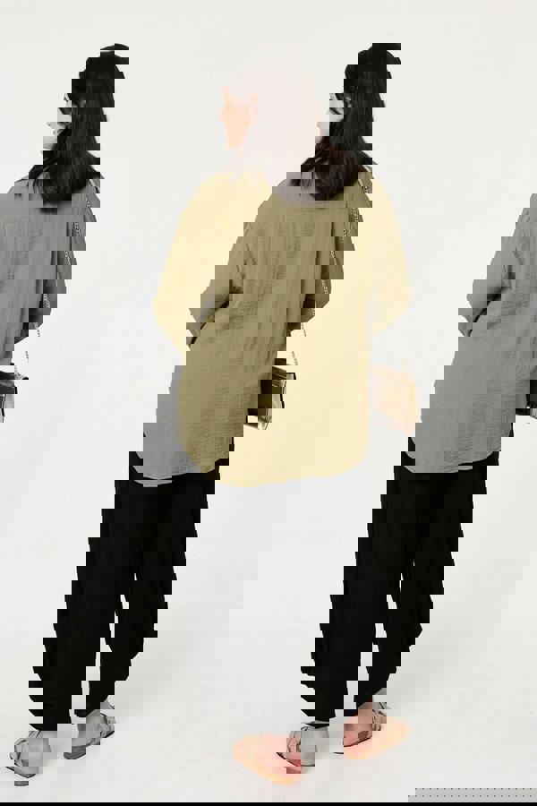 Khaki | Curve Long Sleeve Relaxed Shirt