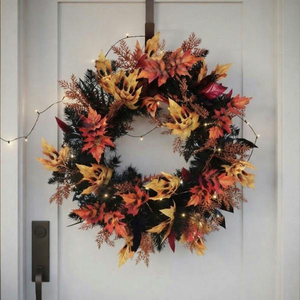 Garden Greatness Spooky Faces Autumn Foliage Wreath
