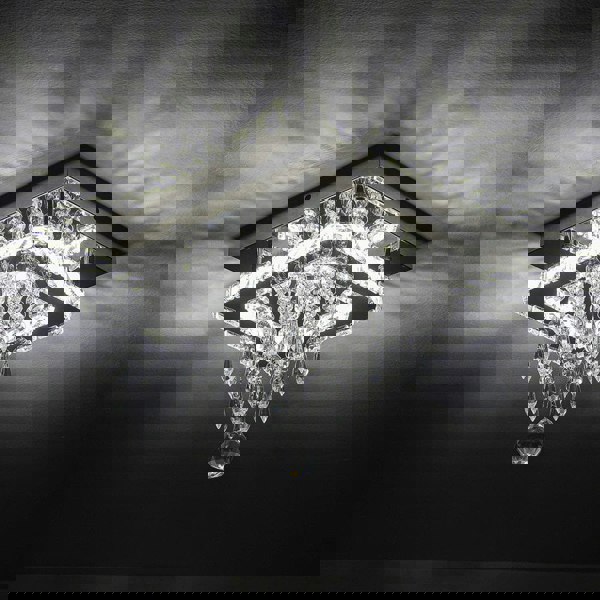 Modern Square Crystal Ceiling Light with Droplets Living and Home 