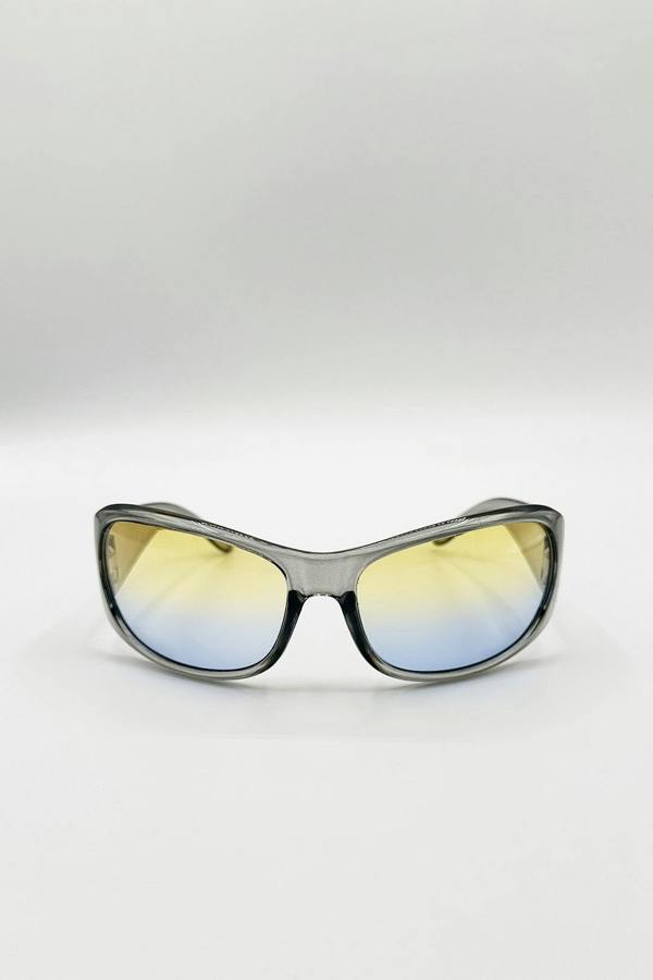 Oversized Racer Sunglasses In Silver - svnx