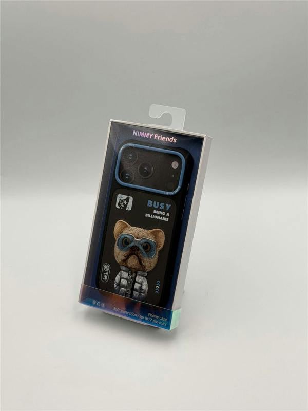 Nimmy Friends Nimmy Cool & Cute 2.0 Little Rich Tycoon Dog Case with MagSafe for iPhone 17 Pro Max 6.9" Black Blue - N-KMLL-IP17-PRO-MAX-01