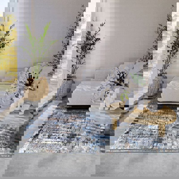 Shortpile Rug Dark Blue – Abstract Modern