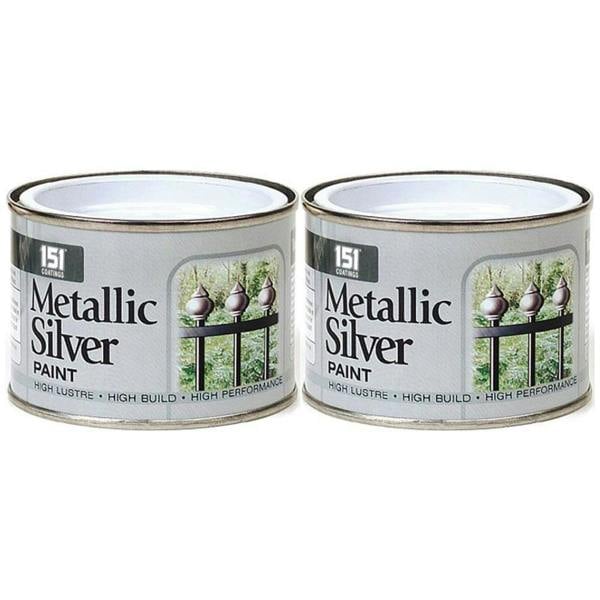 151 2X Metallic Silver Paint Tin 180ml