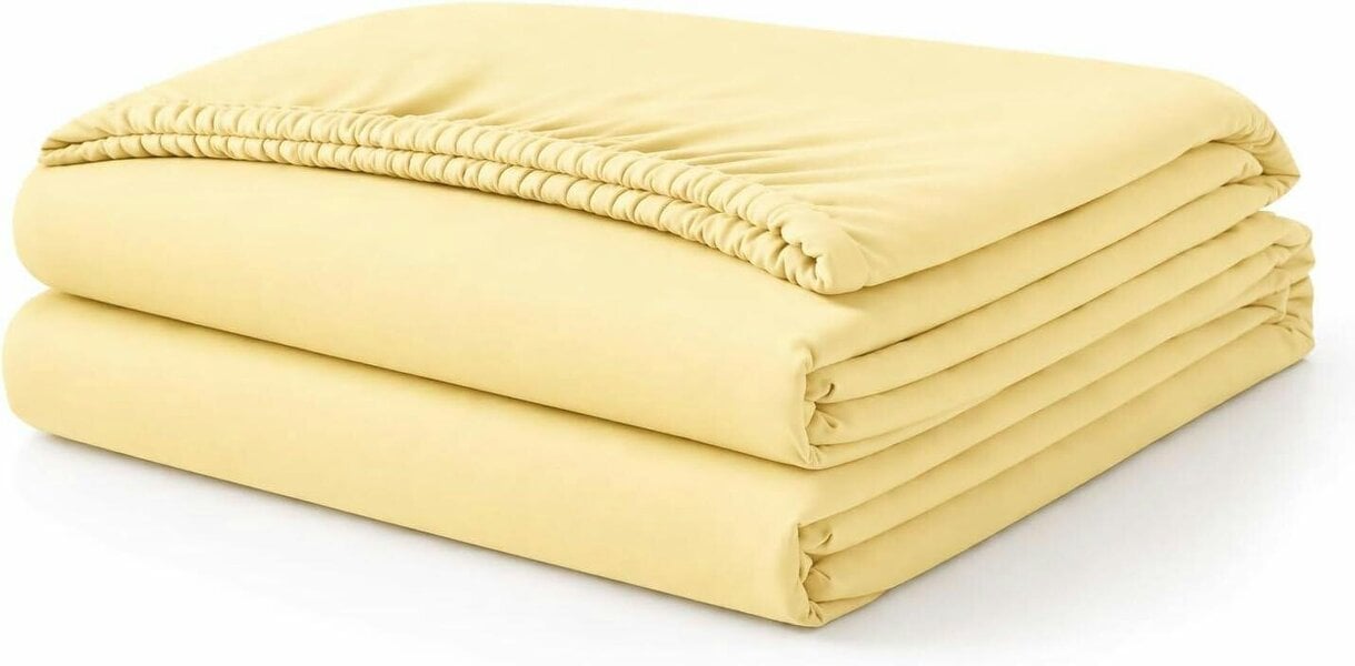 Night Zone Polycotton Fitted Sheet 25cm Deep – Soft Easy Care Elasticated Bedding - Lemon