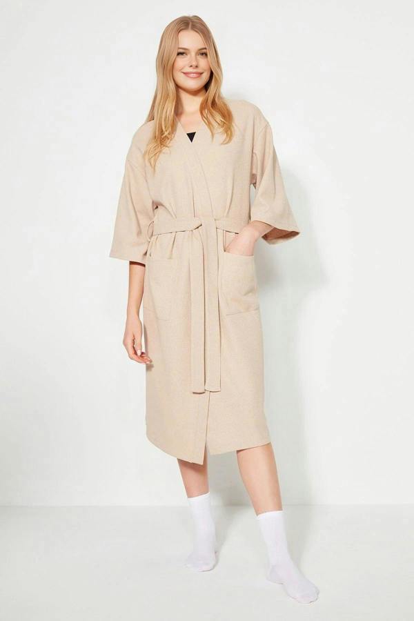WOVCOR Textured Knit Dressing Gown with Belt