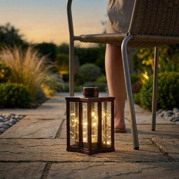 Garden Greatness Mini Bronze Effect Solar Firefly Star Lantern