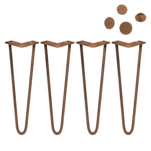 SkiSki 4 x 16" Hairpin Legs - 2 Prong - 10mm - Antique Copper