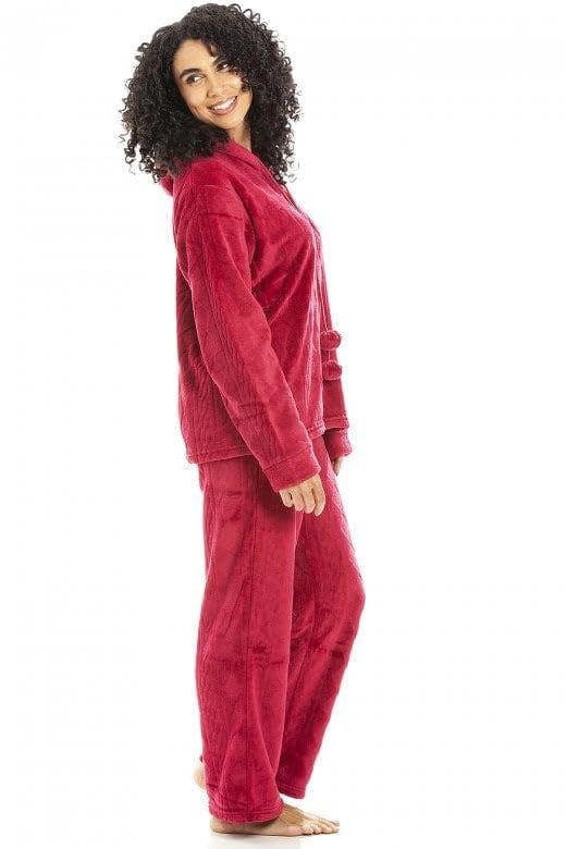Camille Women's Hooded Pyjama Set Long Sleeve Fleece Nightwear