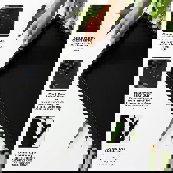 MANTRARAJ Bamboo Bed Tray Table with Foldable Legs And Handles Breakfast Tray for Sofa, Bed, Platters Lap Tray (Black)