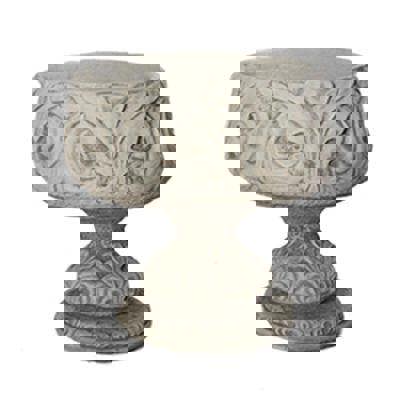 Pair of Large Leaf Design Garden Vases