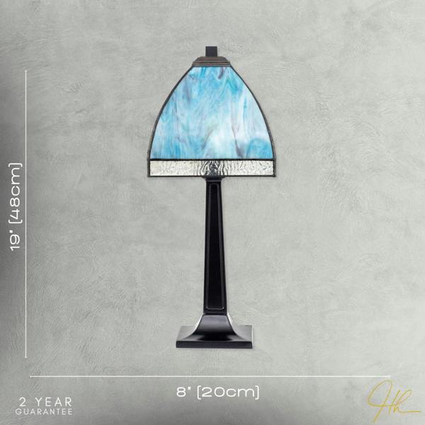Emerald Green and Teal Mix Tiffany Glass Table Lamp with Black Base Image 7