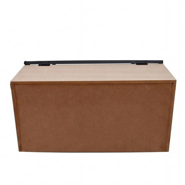 Brown storage box with a beige lid on a white background