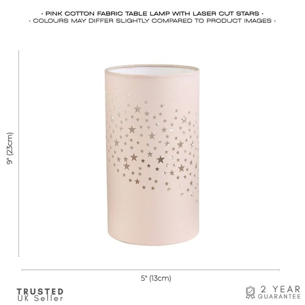 Contemporary Stars Decorated Children/Kids Blush Pink Cotton Bedside Table Light Image 5