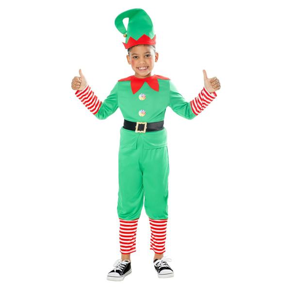 Bristol Novelty Childrens/Kids Elf Costume - Green/Red/White - 