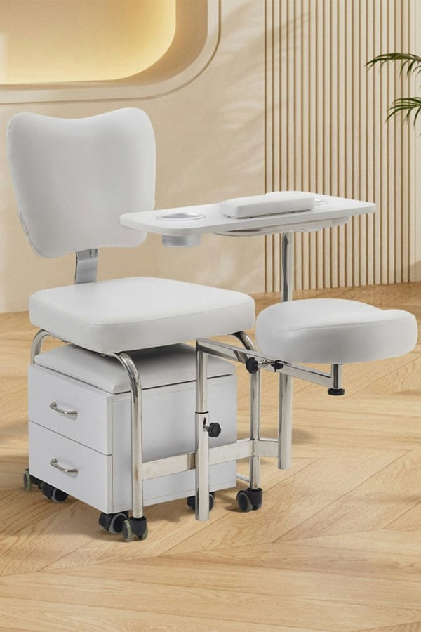 Living and Home Manicure Pedicure Nail Station with Mobile Storage Stool
