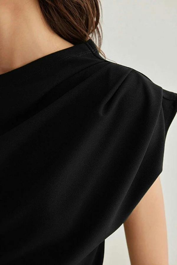 WOVCOR Draped One Shoulder Blouse