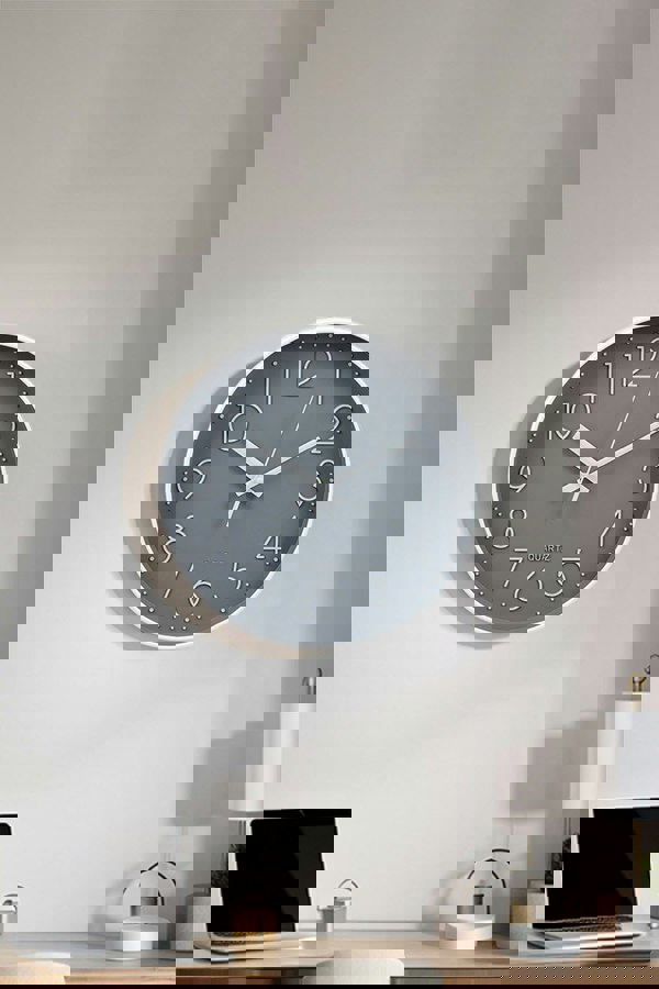 Living and Home 12-Inch Minimalist Wall Clock with Arabic Numerals