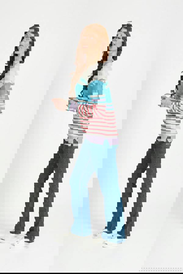 Mudflower Ottoman Multi-Stripe Pattern Knit Jumper