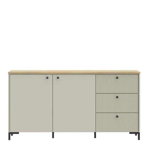 Furniture To Go Bixbite Wide Sideboard with Fluted Drawers & Cupboard in Mauvella Oak and Sand