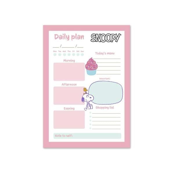 Snoopy Daily A5 Note Pad Planner Pink