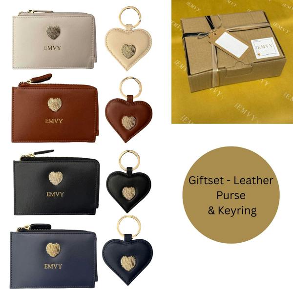 Love EMVY Signature Heart Giftset - Leather Coin Purse & Heart Keyring