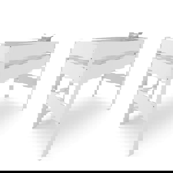 Side view of a white mid sleeper bed frame.