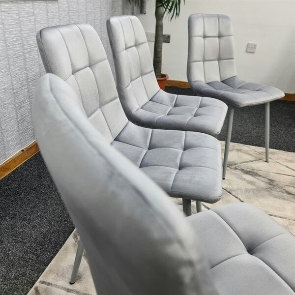 Kosy Koala Dining Chairs Set of 4 Grey Velvet Kitchen Chairs