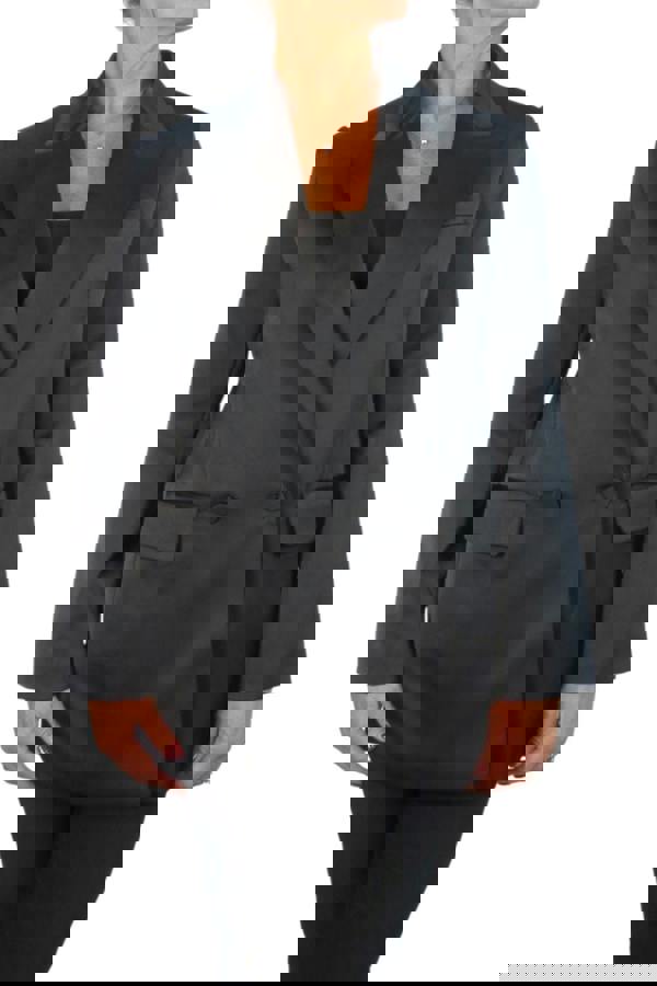 Paulo Due Women's Satin Oversized Double Breasted Blazer Black