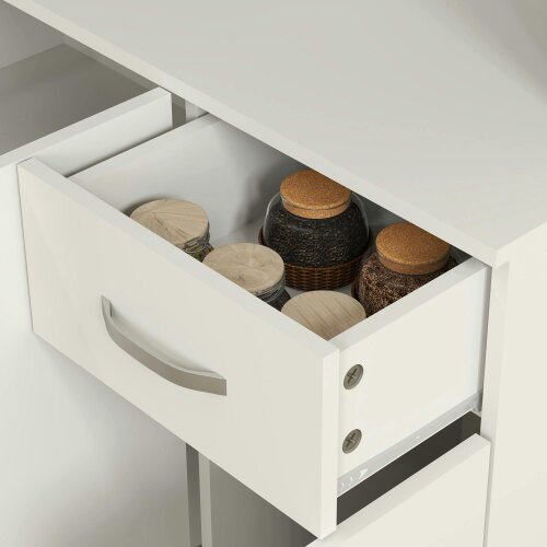 Wyld Haus Rasu 180cm Wooden White Freestanding Kitchen Pantry Storage Cabinet Pantry
