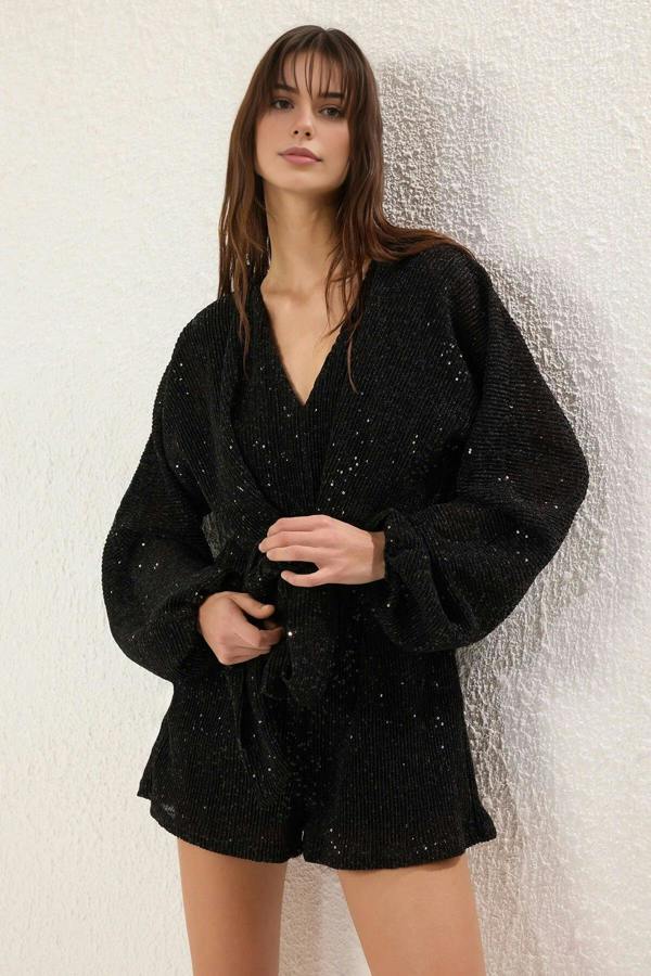WOVCOR Glittery Sequin Short Jumpsuit