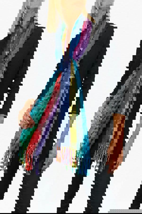 Paulo Due Rainbow Peacock Feather Pashmina Shawl Scarf