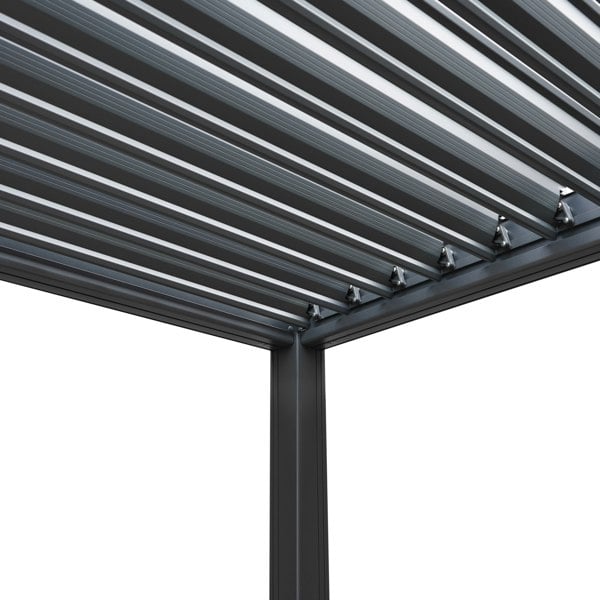 Monstershop Anthracite Aluminium Pergola With 2 x Shutter Panels - 3m x 3m