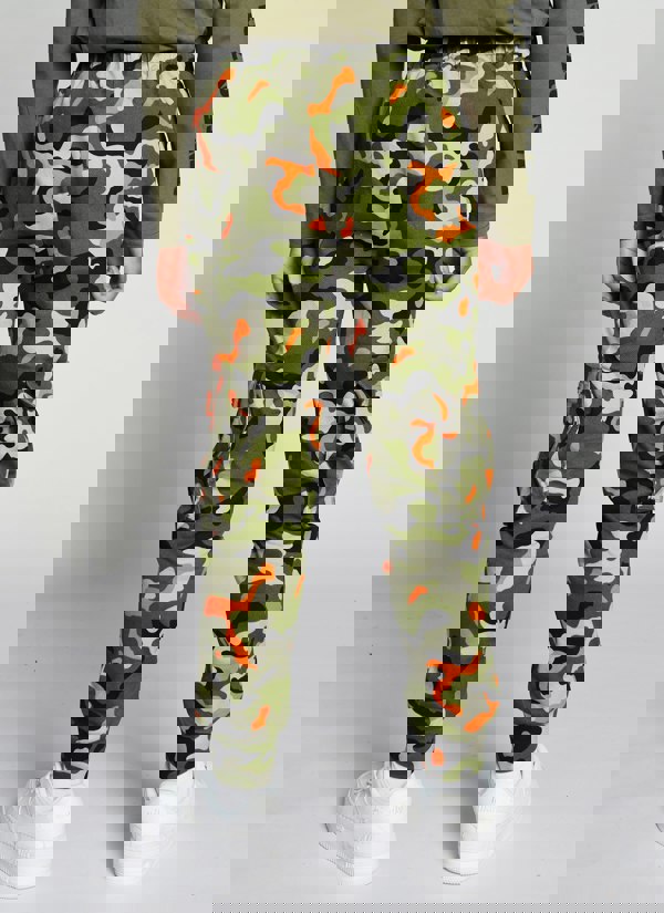 Beat Boyz Club Sidewalk Cargo Trousers - Orange Pop Camo