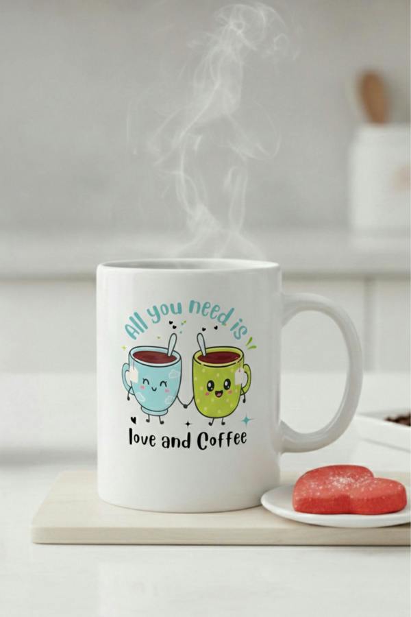 Dyzi All You Need Is Love And Coffee Printed Mug Valentine’s Day Gift