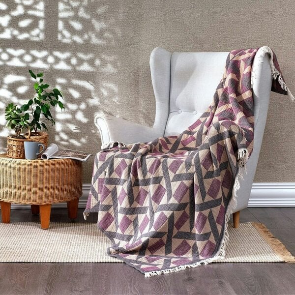 Cotton and Olive Camden Soft Cotton Jacquard Throw | SECONDS